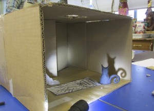 Cardboard Box Room at the Children's Art School's 3D drawing half term course with artist, Chrys Allan
