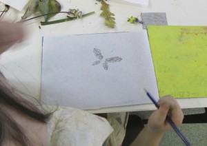Sketches for printmaking at the children's art school holiday course led by artist Chrys Allen