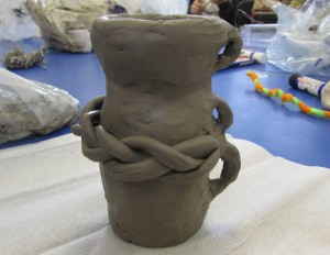 Modelling exercise from sculpture course using everyday objects by artist Karen Logan at the Children's Art School 
