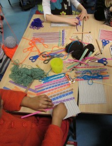 Paper weaving at the Children's Art School after school art club