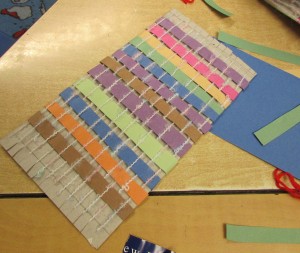 Paper weaving at Children's Art School after school club with artist Karen Logan