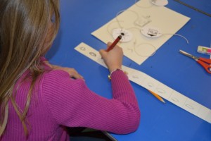 Sketching for a zoetrope at the Children's Art School holiday workshop with artist, Karen Logan