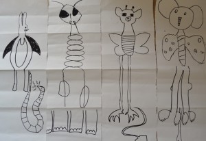 Imaginary animal drawing game from the Children's Art School holiday workshop for kids led by Julia Millette