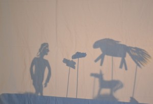 Shadow puppet show at the Children's Art School holiday art course held by artist, Karen Logan