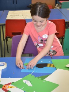 Creating papercut illustrations for Children's Art School holiday art course led by Pencil and Help