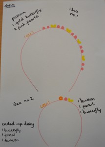 Sketch for a hairband at the Children's Art School holiday jewellery-making course, with Charlene Braniff